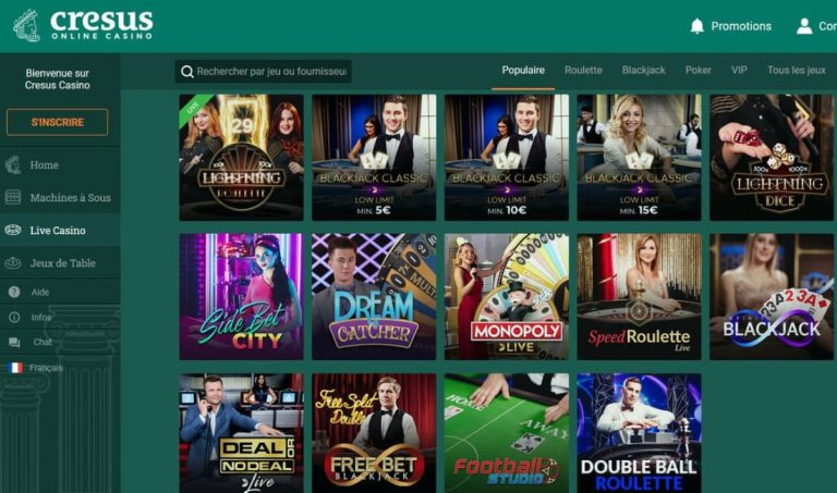 Cresus Casino jeux