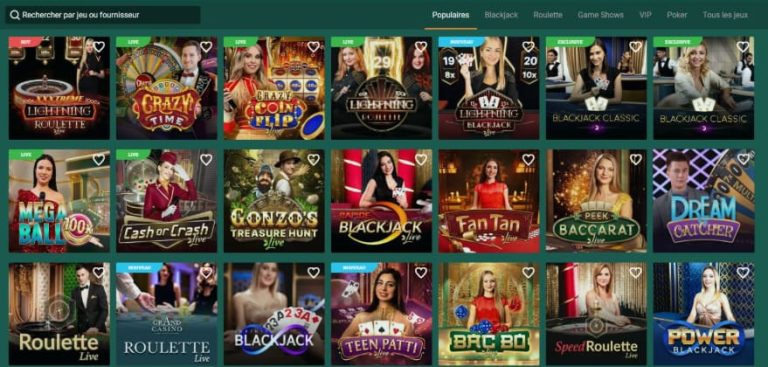 Cresus Casino jeux live